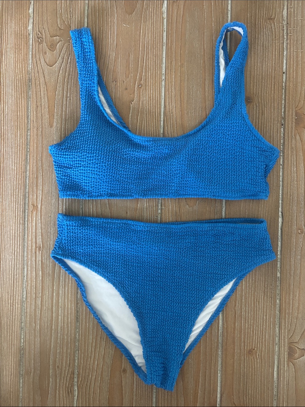 Blue Crinkle Full Coverage Bikini Set Size Small